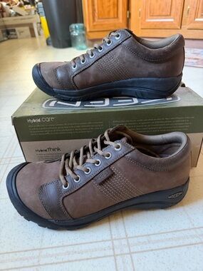 Keen Austin Men's Brown and Black Leather Casual Lace-Up Shoes 11 1/2